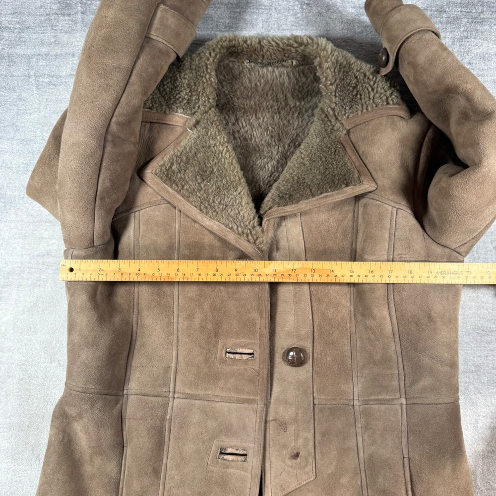 Oakleaf Leatherwear Jacket Women 38 Brown Suede Penny Lane Boho Shearling Coat - Picture 13 of 14